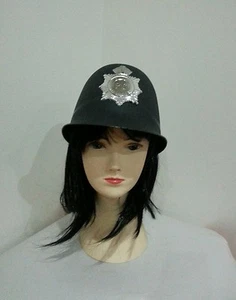 Black Bobby Hat Police Officer Helmet Costume Party Dress Up - Picture 1 of 3