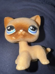 LITTLEST PET SHOP LPS #318 Vintage Authentic Cat Shorthair Flocked Tan - Picture 1 of 11