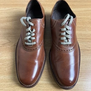 EUC COLE HAAN Drake C10509 Tan Plain Toe Saddle Oxford Brogue US 9.5 - Afbeelding 1 van 14