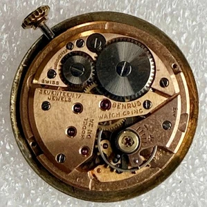 VINTAGE BENRUS 17J MODEL DN 2A ETA 1281 HAND WINDING WRISTWATCH MOVEMENT 4 PARTS - Picture 1 of 5