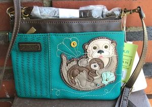 Mini Cartera Bandolera Chala Turquesa con Corte Lazer Nutrias Marinas Nueva con Etiquetas Vegana - Imagen 1 de 9