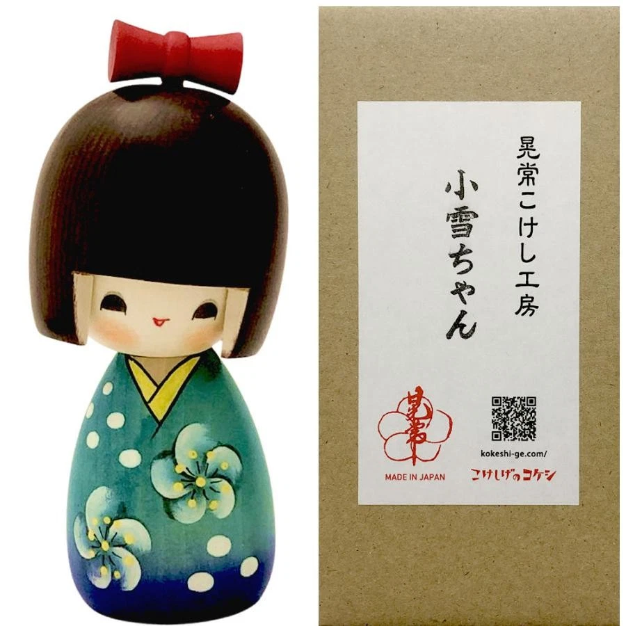 Creativo kokeshi koyuki madera verde hecho en Japón tamaño 13,5 cm con caja Nuevo  Foto 1 de 1
