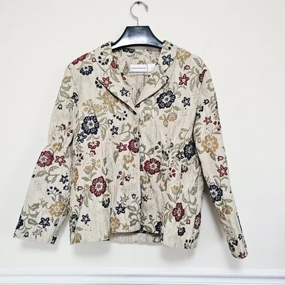 Blazer Vintage Alfred Dunner Floral Bordado Chaqueta Caqui Mujer’s Talla 18  Foto 1 de 4