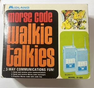 Vintage Midland Morse Code Walkie Talkies In Box Model 91-024 in Box - Zdjęcie 1 z 10