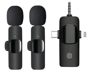 Mini Mic 3 in 1 Wireless Lavalier Microphones For iPhone iPad Android Camera - Picture 1 of 4