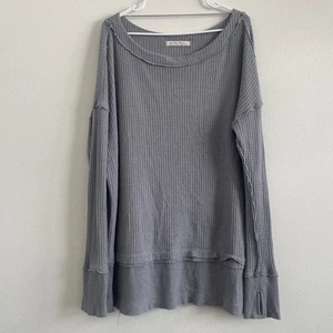 Free People Top Damen M sturmgrau North Shore Thermo Tunika Boho weiter Ausschnitt - Bild 1 von 9