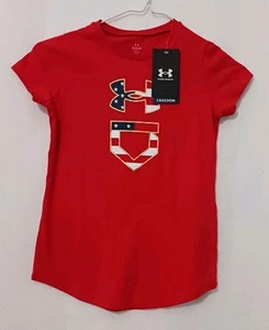 BRAND NEW Girl's Under Armour LOOSE Softball Freedom Signature Shirt Sz. YSM - Picture 1 of 7
