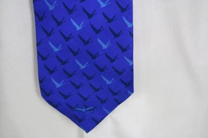 SYDNEY FRANK Design New Men’s Necktie Blue With Seagulls All Silk - Picture 1 of 6