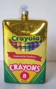 Basic 8 Crayola Crayons box glass Christmas Ornament 2013 - Picture 1 of 4