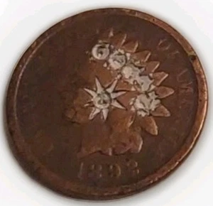 1892 Indian Head Bronze Cent Circulated w/Star on Portrait-Free Post & Tracking - Picture 1 of 5
