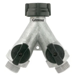 Heavy Duty 2 Way Garden Hose Splitter, Dual Water Hose Splitter with Shut Off - Picture 1 of 3