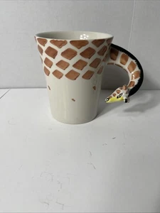 Taza de café Pier 1 mango cuello jirafa gres pintado a mano 16 OZ - Imagen 1 de 6