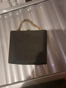 Bolso de mano vintage Lederer negro gamuza para mujer aproximadamente 5 por 7 pulgadas Francia - Imagen 1 de 10