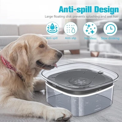 Tazón de agua para perros 4L 135 oz sin derrames tazón para perros gran capacidad alimentador de agua potable lenta Foto 1 de 4