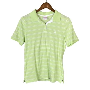 Brooks Brothers Women's M Neon Green & White Stripe Pique Performance Polo - Picture 1 of 5