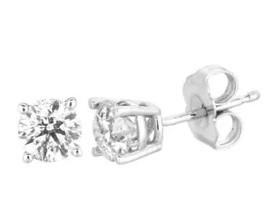 0.50 Carat All Natural Diamond Stud Earrings G SI 14K White Gold - Picture 1 of 1