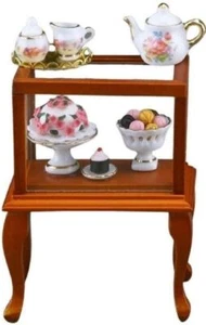 Dolls House Coffee Set & Cakes in Glass Cabinet Miniature Reutter Cafe Furniture - Picture 1 of 8