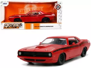 1/24 Jada BigTime Muscle 1973 Plymouth Barracuda y Rayas Negras Modelo Rojo 34037 - Imagen 1 de 3