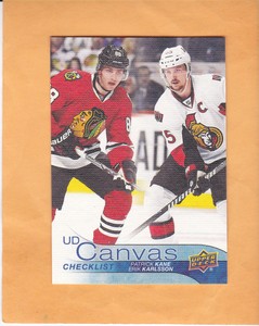 PATRICK KANE ERIK KARLSSON #C90 2016 17 UPPER DECK UD CANVAS CHECKLIST NM-MT