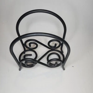 Schwarze schmiedeeiserne Schnörkelarbeit Serviette, Post, Handtuchhalter - Bild 1 von 5