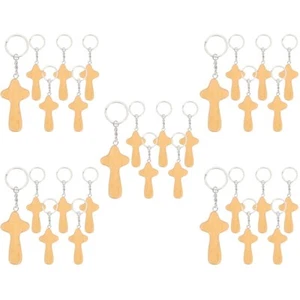  5 Pack Wooden Cross Key Ring Miss Lovers Men's Keyrings & Keychains - Zdjęcie 1 z 12
