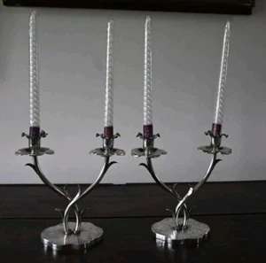 Antique Candelabras Candle Sticks Holders Deco Silver 800 777g 22cm Candlesticks - Picture 1 of 8