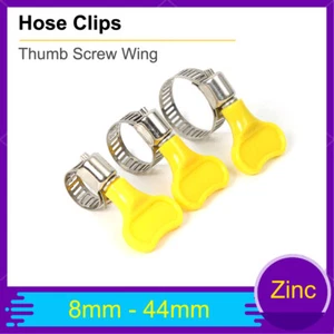 Thumb Screw Wing Garden Hose Clips Zinc Plated Domestic Clamps Pipes Rubber Clip - Picture 1 of 17
