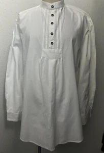 Men’s 1920s Style White Cotton Pullover Collarless Shirt Vintage 44 Large - Picture 1 of 4