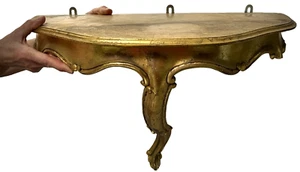 VINTAGE FRENCH CONSOLE TABLE SERPENTINE FRONT GILDED ROCOCO 53 cms WIDE 20th c - Picture 1 of 14