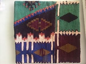 Kilim Pillow Cushion Cover Aztec Design New  40 X 40cm Handwoven  Jute Weave