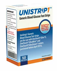 UniStrip 50 Test Strips for Onetouch® Ultra® Meters exp 07/2026 Free shipping - Picture 1 of 5