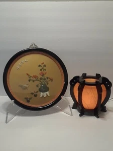 Vintage Asian Jade Coral Ivory Shadow Box Wall Hanging Decor Art Picture - Picture 1 of 12