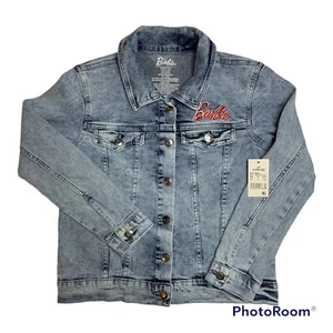 ~Barbie Embroidered Denim Jean Jacket Acid Washed Girls Sz 10/12 Girl Revolution - Picture 1 of 6