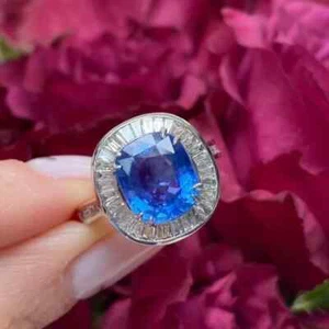 2Ct Cushion Cut Simulated Blue Topaz Women Anniversary Ring14K White Gold Plated - Picture 1 of 3