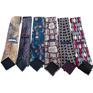 Oscar de la Renta Men's Necktie Tie Silk Red Blue Geometric USA 57-59" - Picture 1 of 15