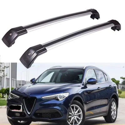 Barra transversal de techo bloqueable 2 piezas apta para Alfa-Romeo Stelvio 2017-2024 Foto 1 de 4