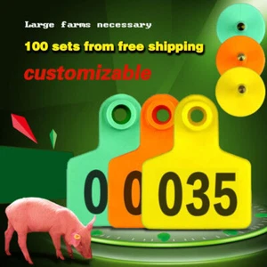 100 pz etichette orecchio bestiame ovino animale mucca 001-100 numero identificativo etichette giallo - Foto 1 di 12