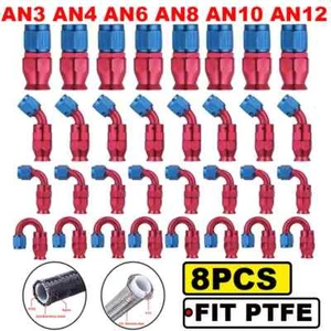Adaptador de accesorios de extremo de manguera 8X 3AN 4AN 6AN 8AN 10AN 12AN para línea de aceite combustible de PTFE - Imagen 1 de 35