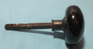 One Single Vintage BLACK Porcelain  Door Knob with Shaft Reclaimed Salvage 2.25" - Picture 1 of 3
