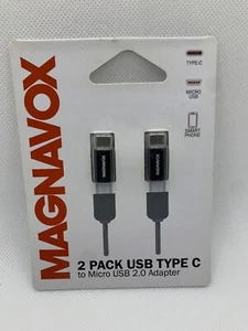 Magnavox 2-Pack USB Type C Male to Micro USB Female 2.0 Adapter - Picture 1 of 4