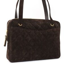 Limited to 1 piece Chanel Shoulder Bag Matlasse Suede Leather Dark Brown Vinta