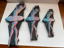 Vintage 1964 Miller Studio Chalkware 3-Piece Set Ballerina Blue Ballet Dancers