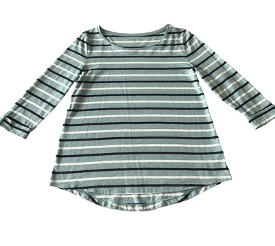 Top de mujer Croft & Barrow azul a rayas manga 3/4 lengüeta enrollable náutica talla S Foto 1 de 4