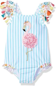 Los Angeles Boutique Girls Flamingo Embroidered Summer Beach Tassel Swim 4-5 XS - Picture 1 of 11