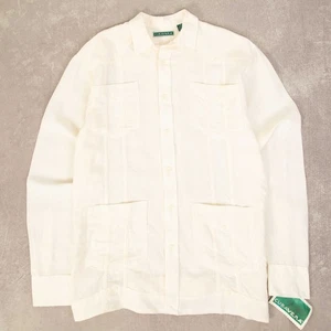 Camisa De Colección Nueva Con Etiquetas Guayabera Cubana Manga Larga M Para Hombre Bordada Crema - Imagen 1 de 6