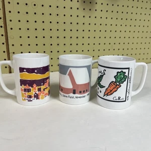 3 VPR Vermont Public Radio Artist Design Coffee Mugs Sabra Field 1993 ‘96 NPR - Picture 1 of 9