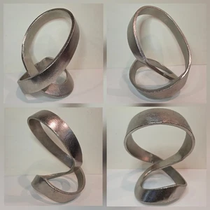 VTG MCM Mobius Strip Sculpture Contemporary Silver Tone Metal Ribbon Art - Picture 1 of 24