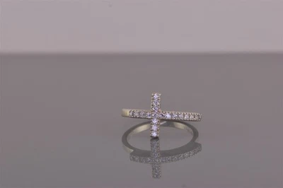 Silpada Sterling Silver R2977 Cubic Zirconia Reverence Cross Band Ring 925 Sz: 6 - Image 1 of 4