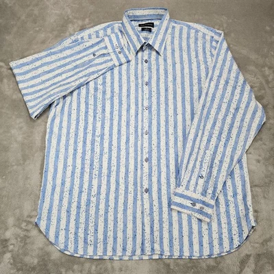 Paul Fredrick Dress Shirt Mens XLT Blue White Stripe Button Front Long Sleeve - Image 1 of 4