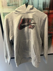 Nike SB Hoodie Youth Size Large 12/13 Gray Sweatshirt With Black Red Kids Unisex - Picture 1 of 3